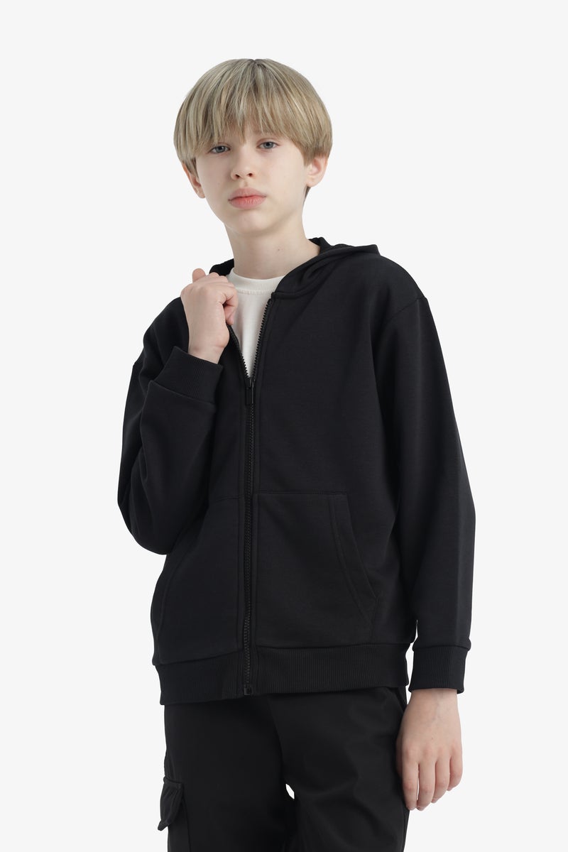 DeFacto Black Boy Boy Basic Zip-Up Hoodie Casual - Image 5